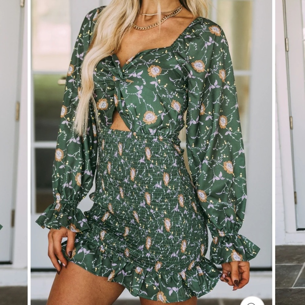 Green patterned dress